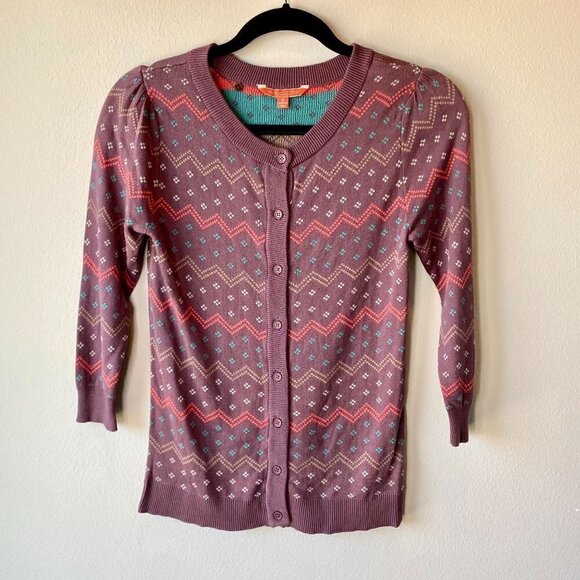 Modcloth Sweaters - Modcloth Fair Isle Cardigan Purple S